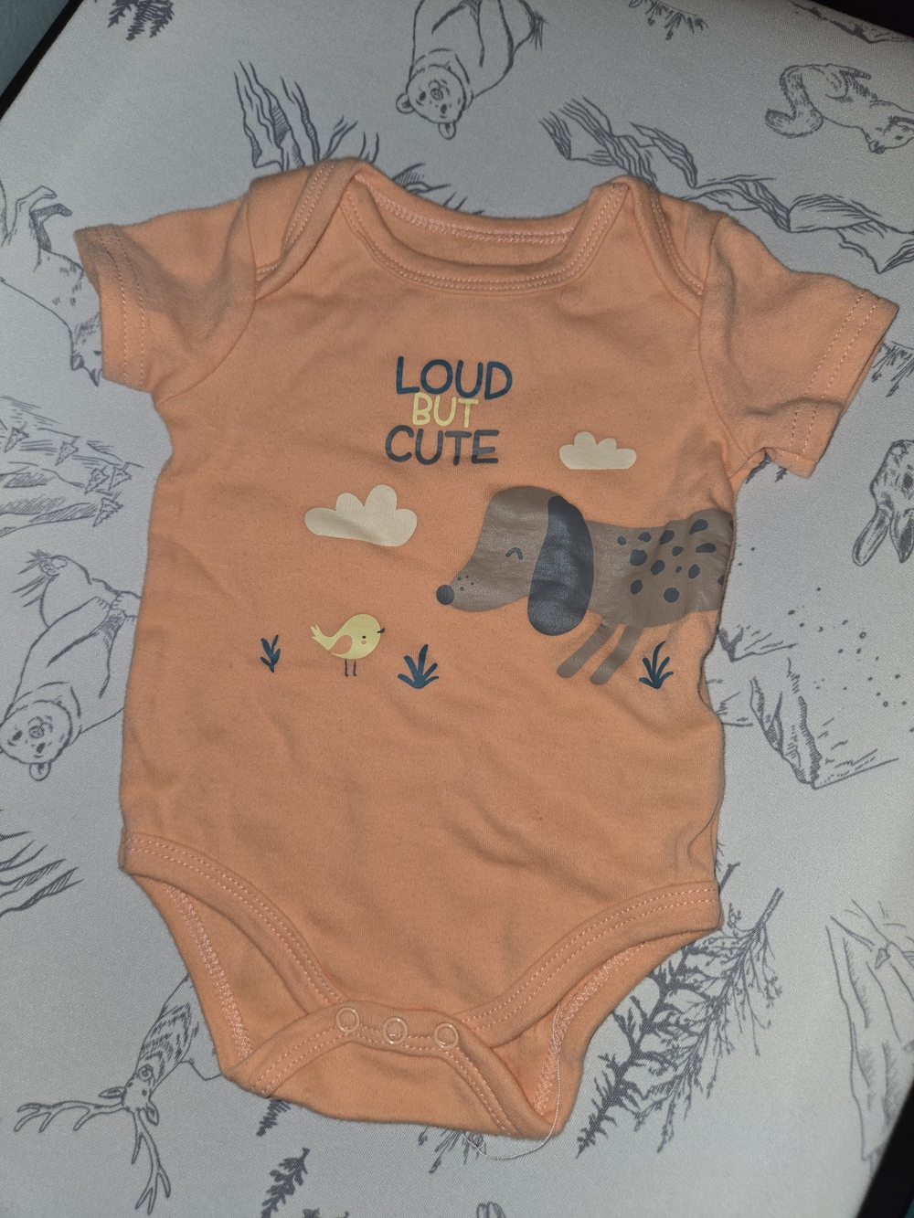 Peach 'Loud But Cute' Short-Sleeve Baby One-Piece Bodysuit